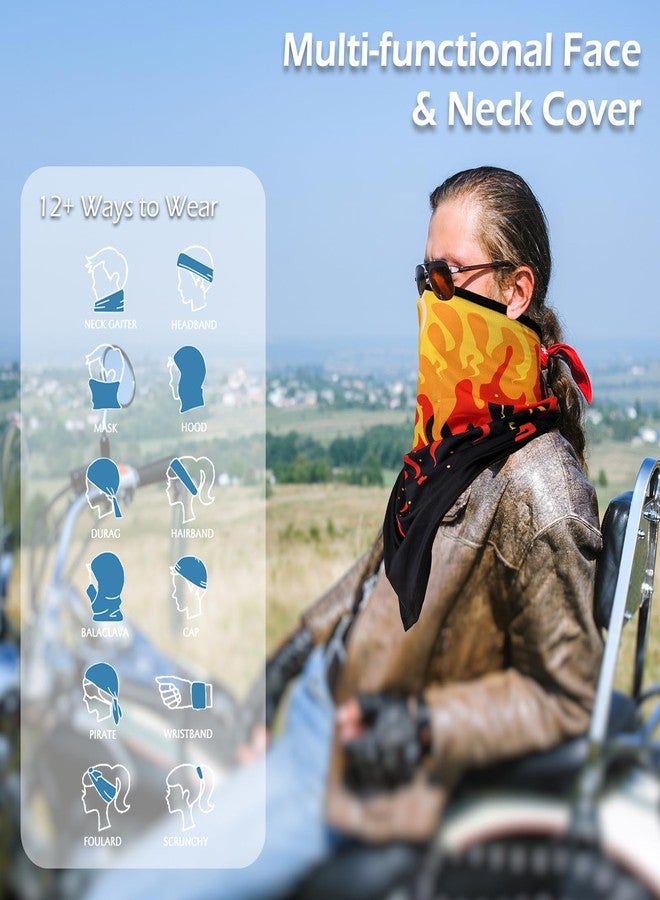 RIDEIWAKE Bandana Neck Gaiter with Ear Loops Balaclava Face Scarf Mask Quick-Dry Half Masks for Women Men - Dustproof & UV Sun Protection & Breathable（Red Flame） - Image 3